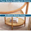 Plateau de table rond en verre ondulé à double couche de 25,59 po et en rotin PE assorti à une table basse avec cadre en fer à grain de bois à transfert de chaleur-728616399
