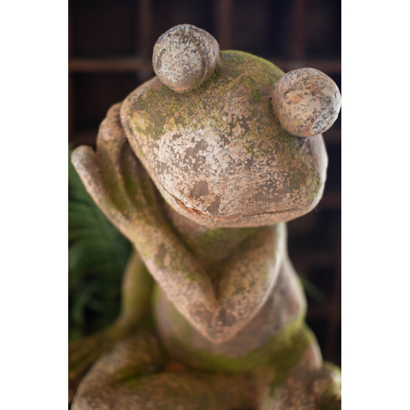  Statue de jardin grenouille H 24 po - Décoration extérieure en résine texturée grise