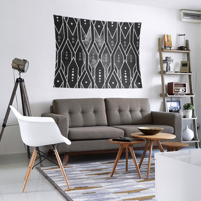 Tapisserie murale treillis, H 68 po x l 80 po, Noir