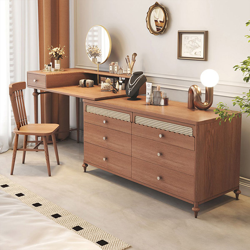 Coiffeuse avec miroir lumineux, 4 tiroirs, prise de courant