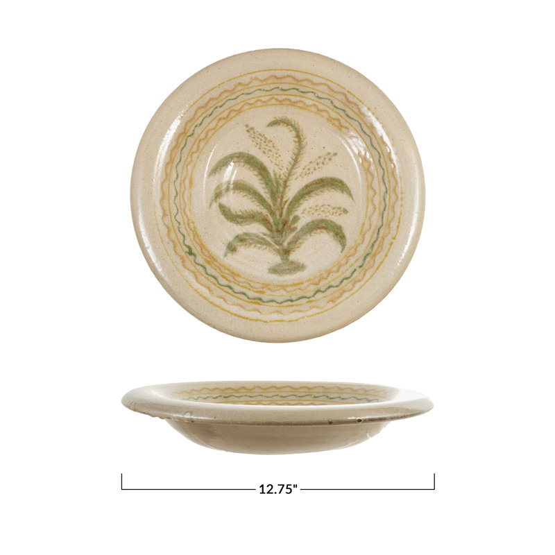 Hand-Painted Terracotta Wheat Platter