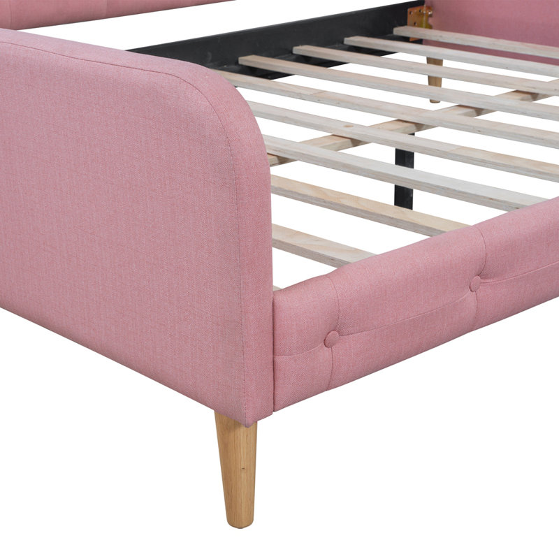 Upholstered Daybed with 4 Support Legs, Full / Double, Pink