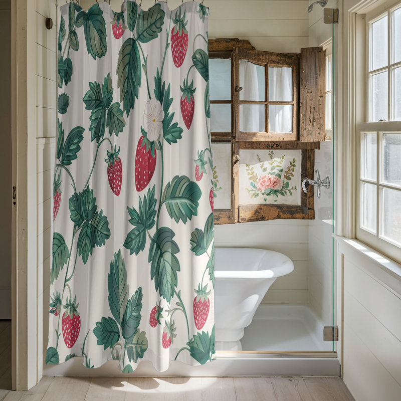 Rideau de douche 1 pièce Strawberry Vine Art, H 74 po x l 71 po