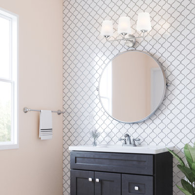 Stasia Vanity Light with Frosted Glass Tapered Shades for Bathroom, Satin Nickel