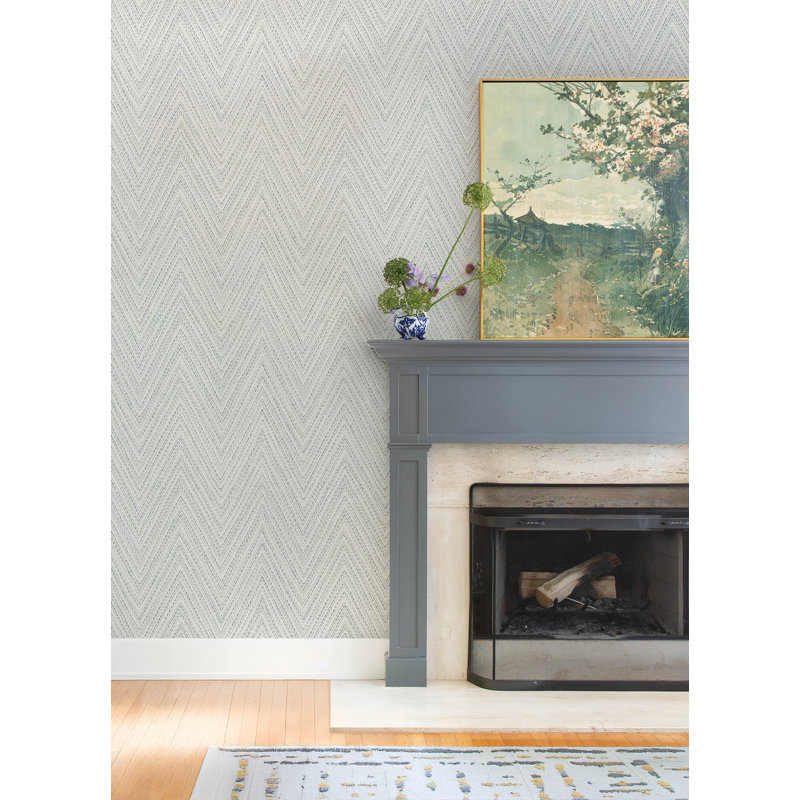 Lainey Green Stitched Chevron Wallpaper, Blue