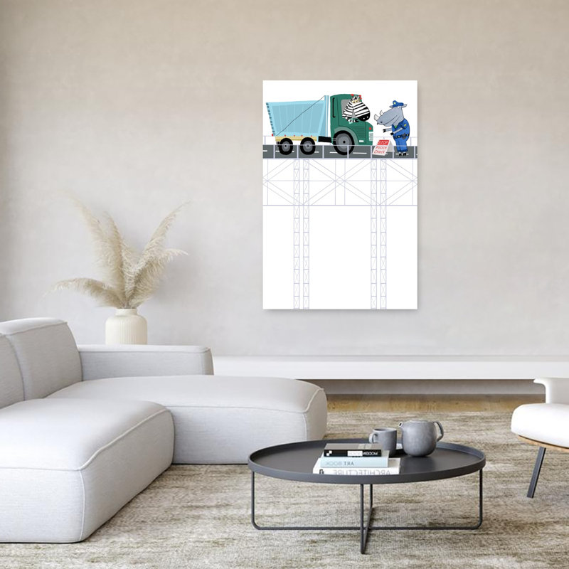 Rhino Police Check Contemporary Zebra Architecture Wall Art Print 1 Piece Wrapped Canvas Wall Art, 152.4cm H x 101.6cm W