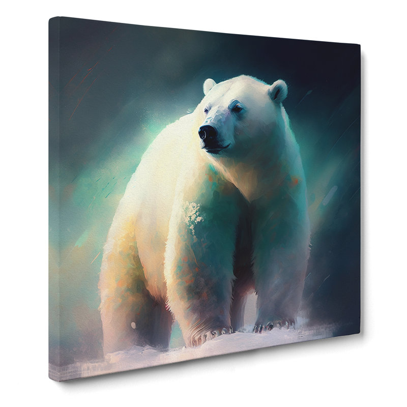 Polar Bear Gestural Art No.1 - Wrapped Canvas, 35cm H x 35cm W x 3cm D