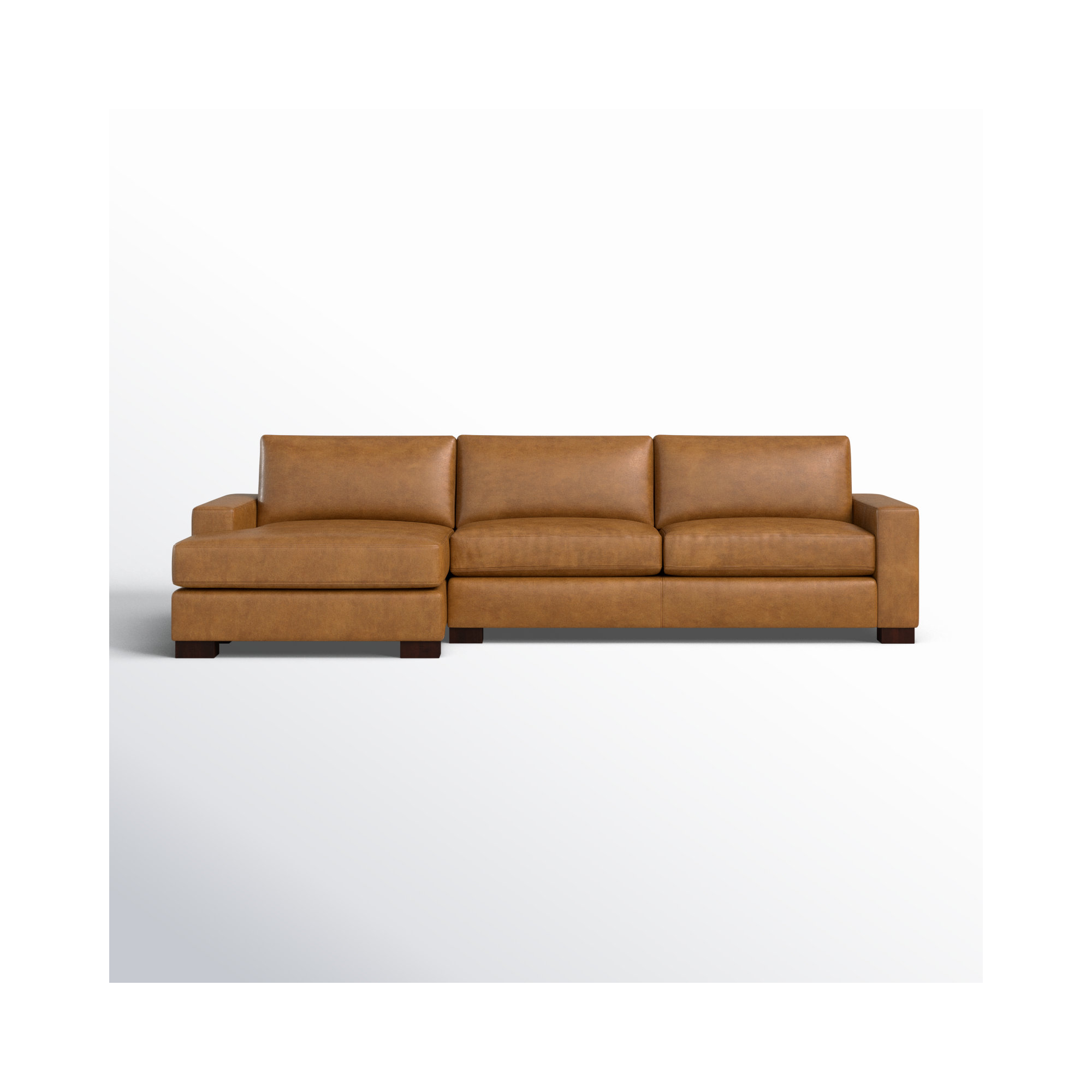 Jonie Genuine Leather 2-Piece Chaise Sectional, Left Hand Facing, Steamboat Driftwood Genuine Leather