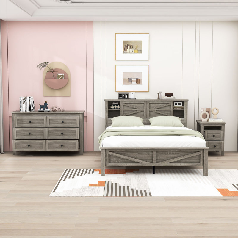 Berty Piece Bedroom Set, Queen, Antique Gray