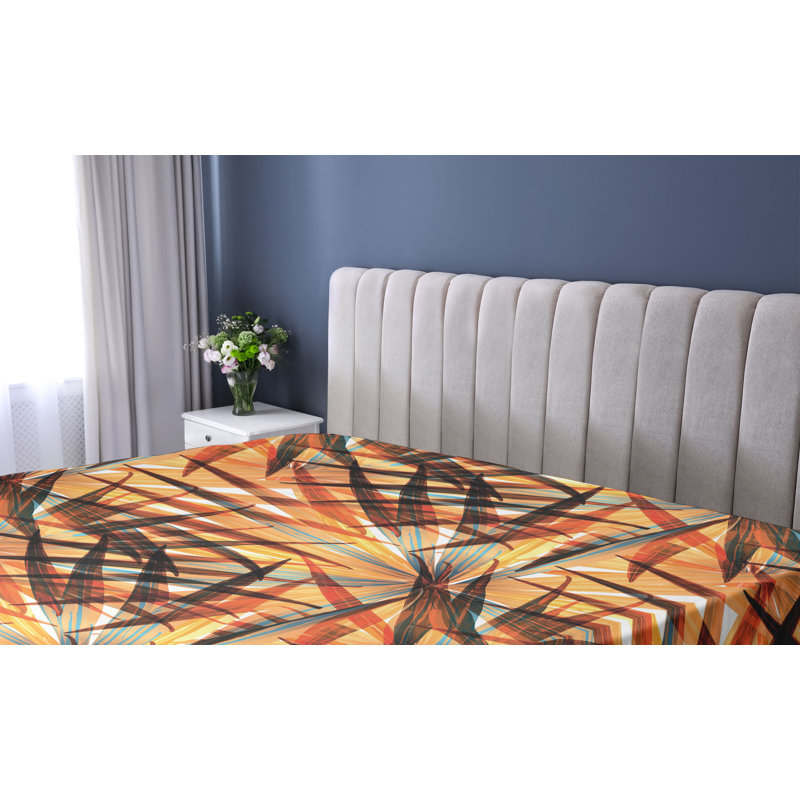 Drap-housse à motif floral Ambesonne, Orange, bleu mer, rouille foncé / floral, Drap-housse de taille très grand