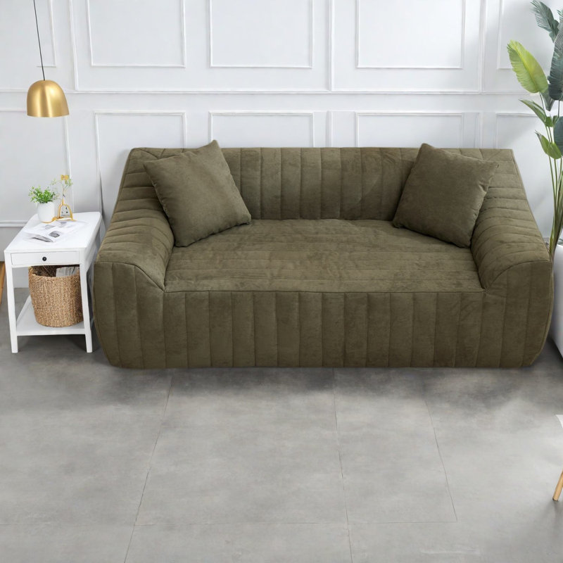 Canapé à compression, causeuse moderne en similicuir pour petite maison, Vert