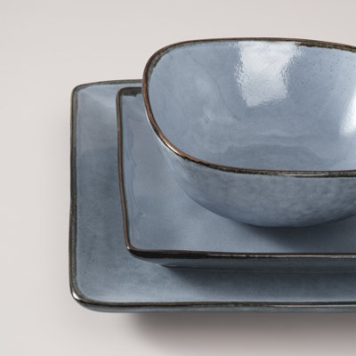 Stoneware Dinnerware Sets, 24-Piece Dish Set