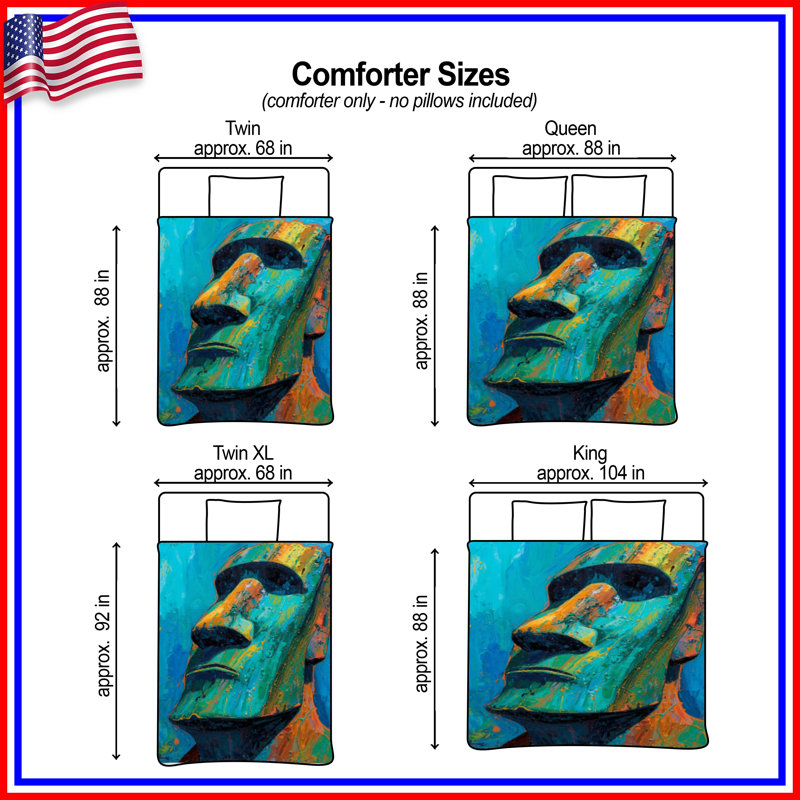 Moai Head Sculpture Comforter, King