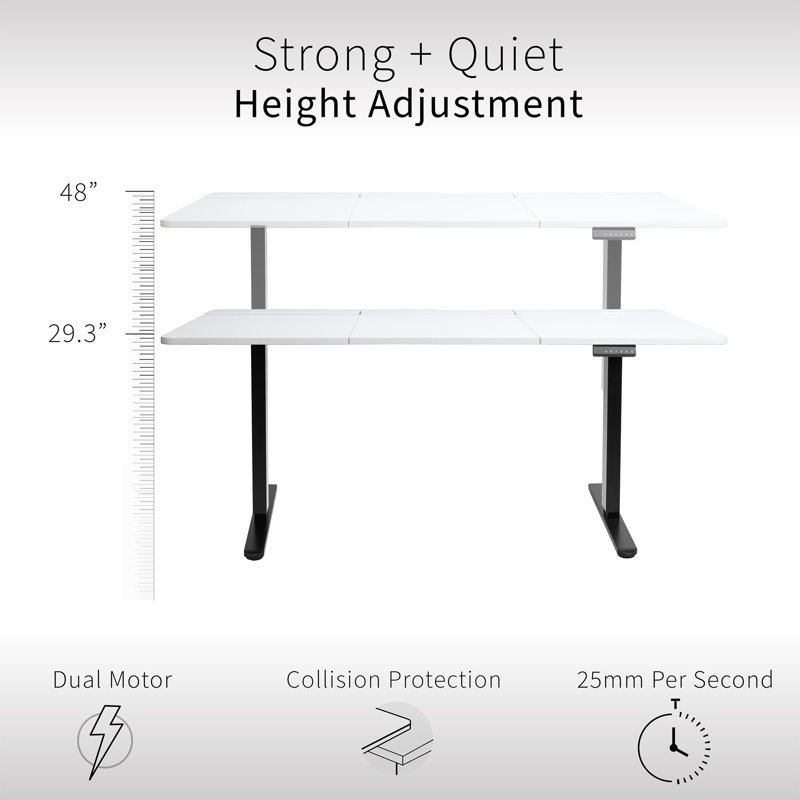 Vivo Electric 60" X 30" Desk, White/Black