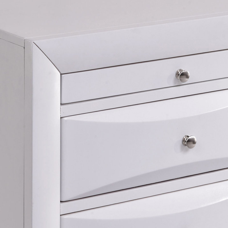 Table de chevet 1Pc Table de chevet 2 tiroirs, White