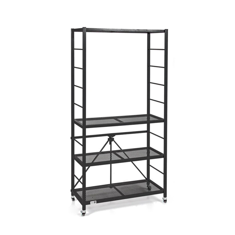  Origami R2 Adjustable Metal Storage Rack with Wheels, Black