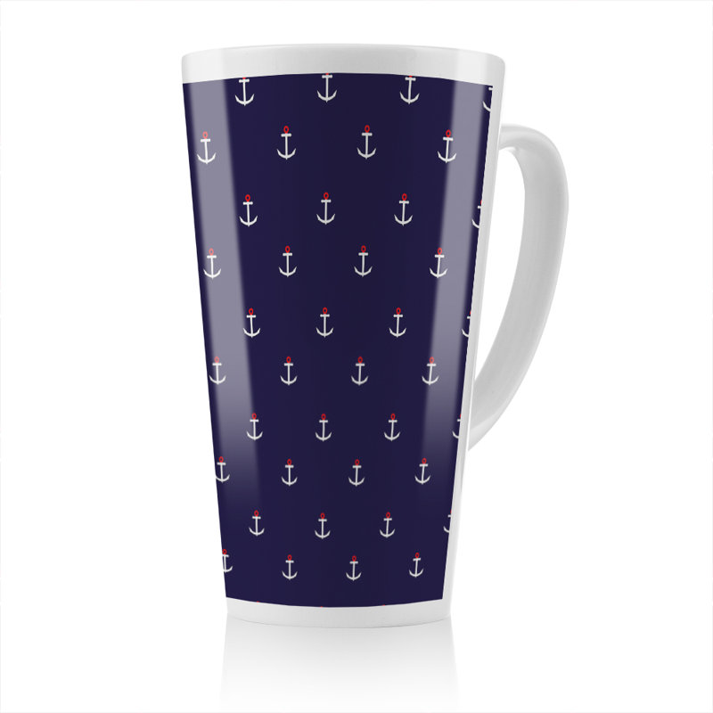 White Anchors On Latte Mug