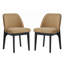 Chaise de salle à manger rembourrée en polyester 19,5 po avec pieds en bois massif noir (ensemble de 6)-923741-923743