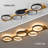 Modern LED Dimmable Black Wooden Ceiling Light, Flush Mount Lighting Fixture With Remote, Dimming 5-Circle Wall Mounted Sconce Lamp For Hallway Bedroom Bedside Dining Living Room Kitchen, LED Lights For Bedroom & Room Decor