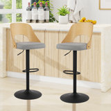 Hittel Swivel Upholstered Adjustable Height Counter Stool with Metal Frame