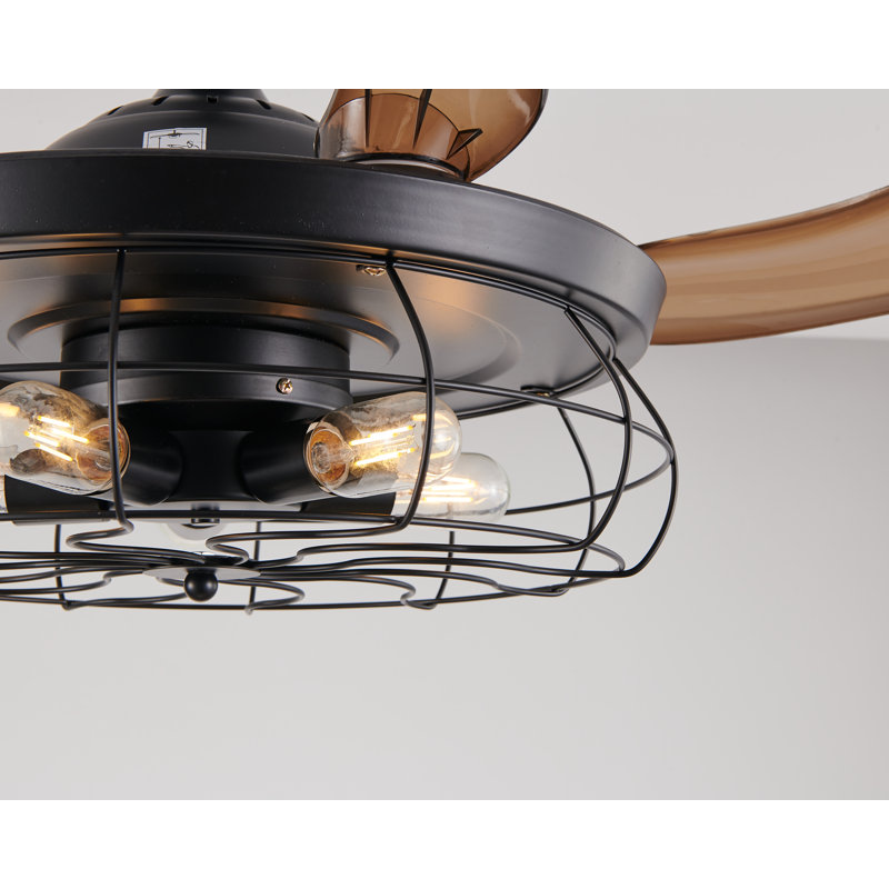 Ventilateur de plafond noir moderne de 48 pouces avec lumière et télécommande (ampoule non incluse)