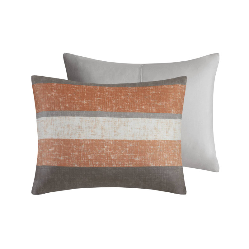 Full Coral and Grey Microfiber Reversible Bed in a Bag Set