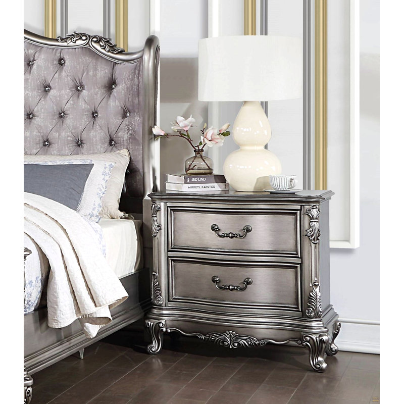 1Pc Nightstand With 2 Drawers