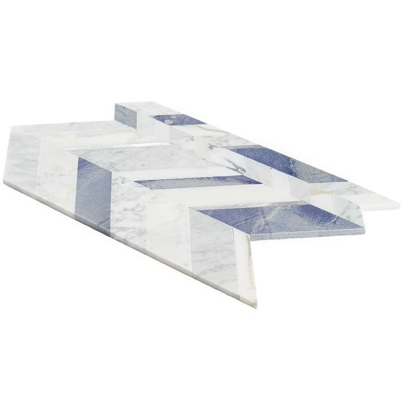 Amari Polished Marble And Aluminum Mosaic, Azur