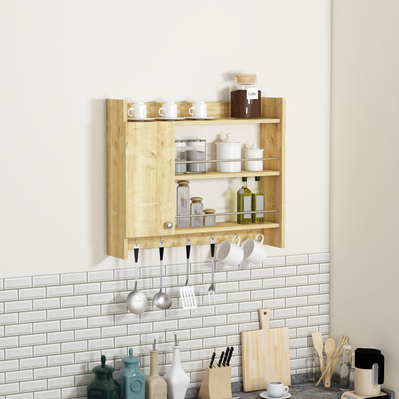 Wall Mounted Required Spice Rack, Natural