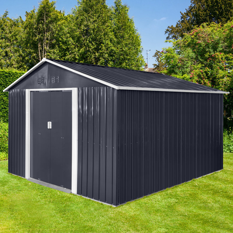 Remises de jardin en métal, remises de rangement extérieures, H 80,4 po x l 134,2 po x P 128,2 po