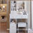 29.2" Small Size Left Drawer Desktop Vanity Table + Cushioned Stool, Large Sliding, Touch Control, Tri-color Switching, Brightness Adjust LED Mirror, High Capacity Storage, Suitable for Small Space-1424147732