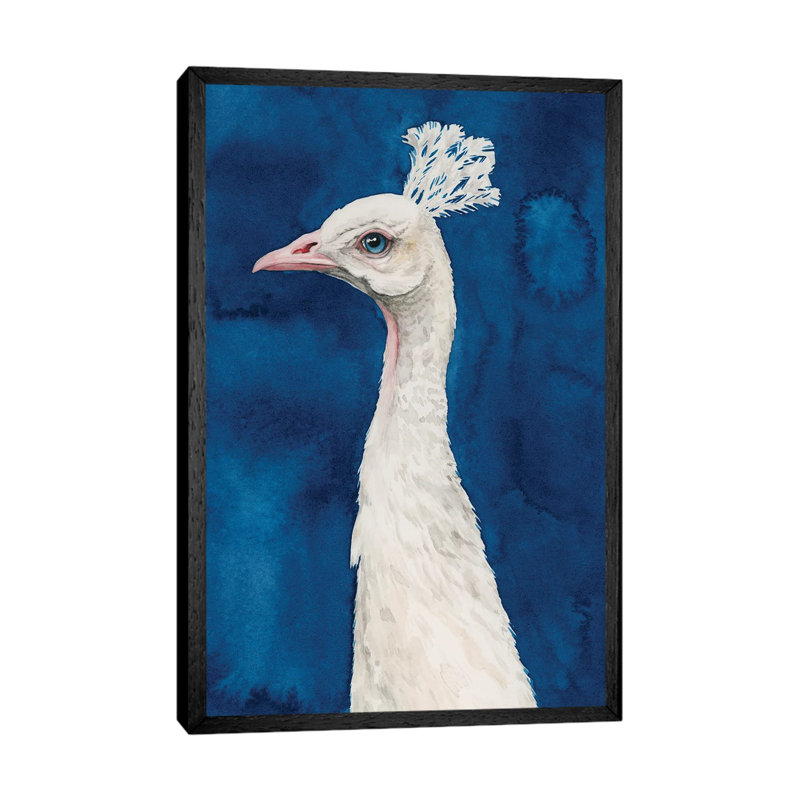 Snowy Peacock II by Grace Popp - Gallery-Wrapped Canvas Giclée on Canvas, 101.6 cm H x 66.04 cm W, Black Floater Framed