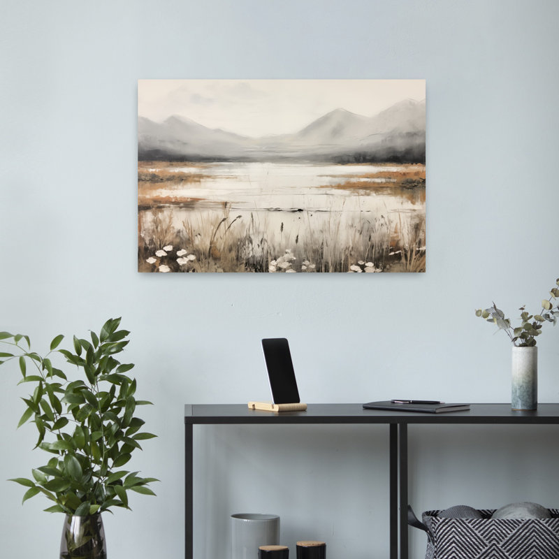 «Bright Waters Tranquil Abstract Contemporary Art», H 16 po x l 24 po