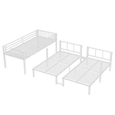 Twin over Twin & Twin Bunk Beds for 3, Twin XL over Twin & Twin Bunk Bed Metal Triple Bunk Bed, White