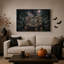 Autel en pierre avec cartes de tarot flottantes et toile murale d'Halloween-249526707