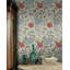 Papier peint floral rétro avec vigne botanique rouge sarcelle et crème-311187721