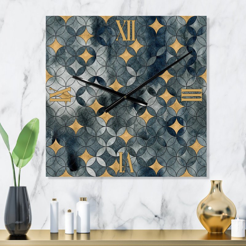 Horloge murale moderne géométrique à cercles entrecroisés avec étoiles dorées, Grand