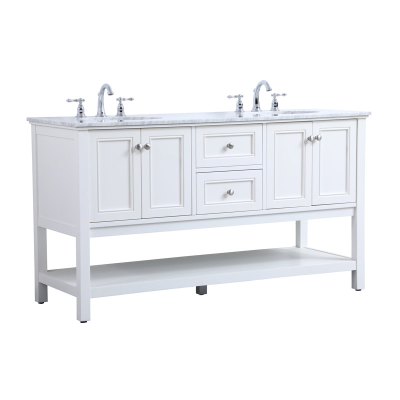 Ensemble de meuble-lavabo double 60 po Bonsai, Blanc