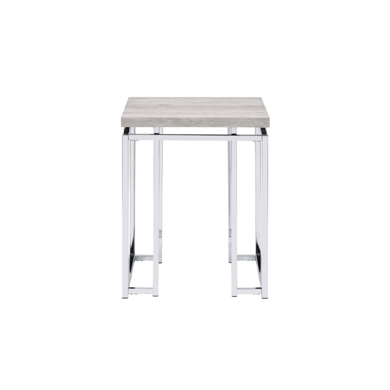 Natural Oak & Chrome Finish End Table