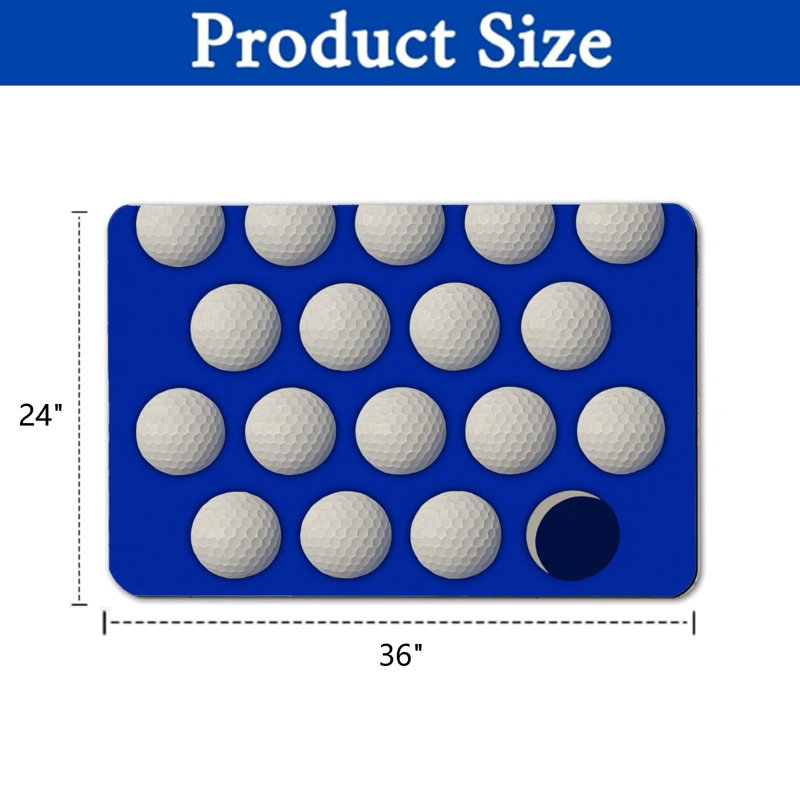 Solid Blue Golf Ball Pattern 24" x 36" Floor Mat Interior and Exterior Decor