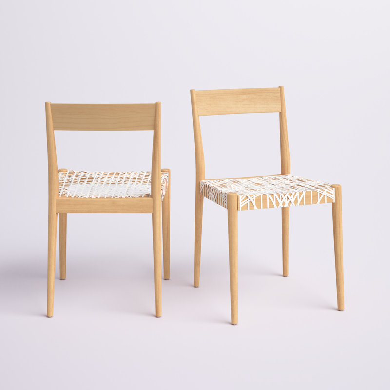 Chaise d'appoint en bois massif Alhambra, Blanc / Naturel