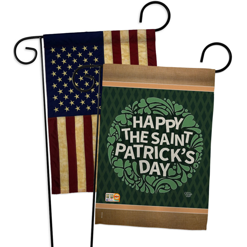 Drapeau de jardin en polyester 1 face 5 pi x 1 pi 1 pi Happy St. Patrick's Day