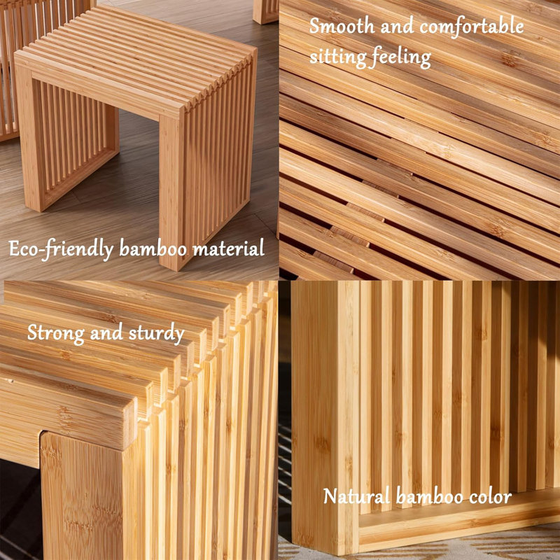 Bamboo Dining Bench Indoor Small Bench Entryway Shoe Rack Bench,Outdoor Modern Wood Benches