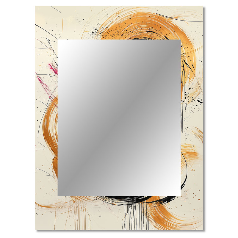 Abstract Circles In Pink And Gold Tones IV - Abstract Shapes Decorative Mirror, Pink Wall Mirror, Printed Metal Art