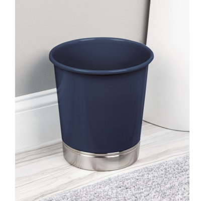 iDesign York Waste Can Matte Navy/Brushed Nickel
