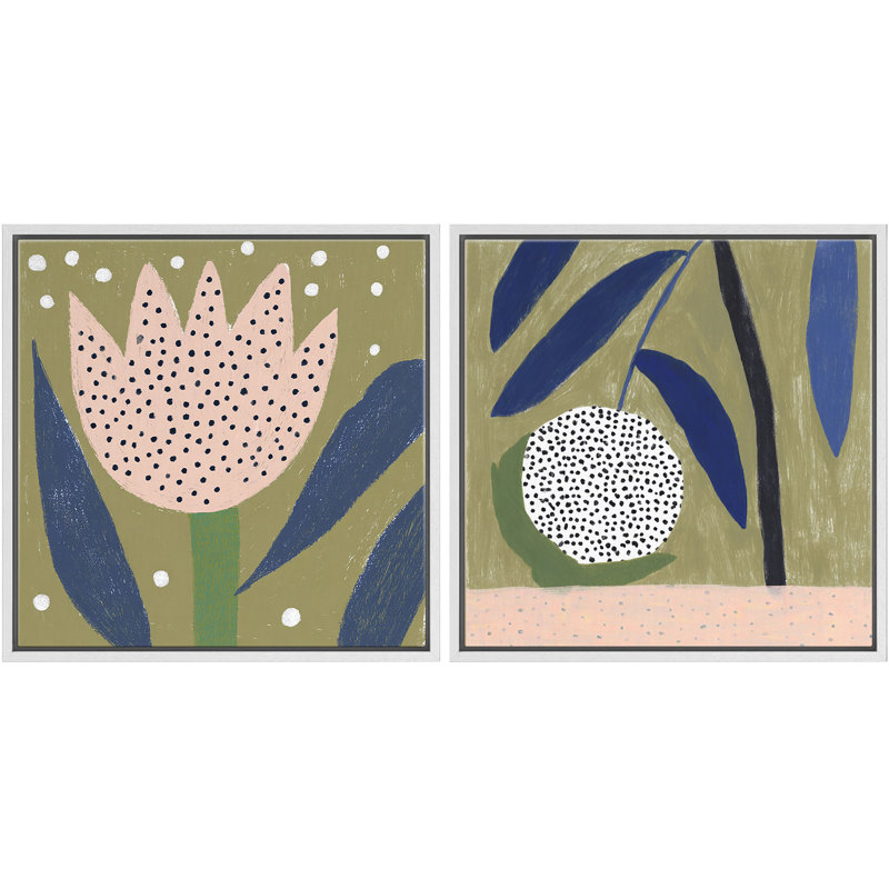 Scandinave vert olive botanique abstrait fleur et fruit décoration murale minimale pour le salon, Blanc