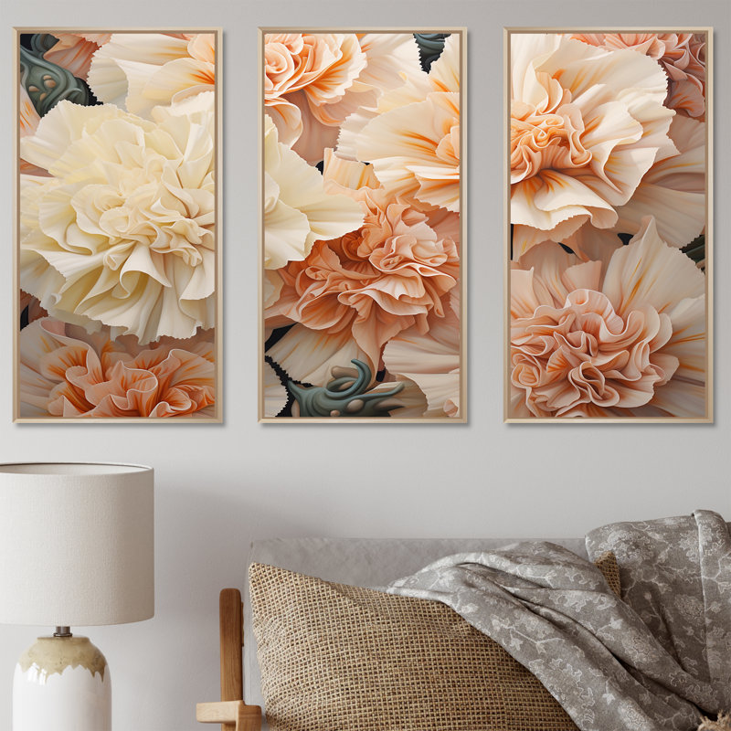 Minimalisme beige œillets - ensemble de décoration murale œillets, Cadre naturel flottant, H 32 po x l 48 po x P 1 po