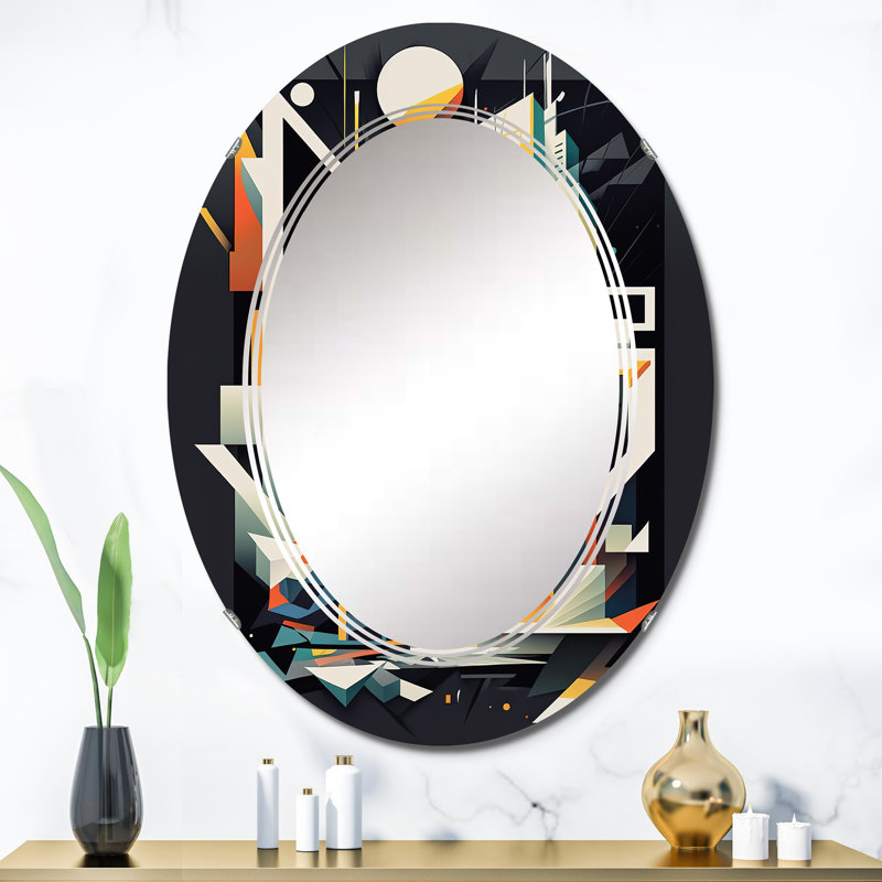 Miroir mural géométrique moderne «Quiteria Geometric Graffiti II», 36 po x 24 po