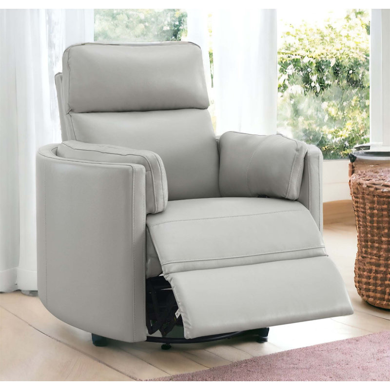 Sagen Contemporary 40" W Manual Glider Recliner with Swivel in Gray Leather Aire