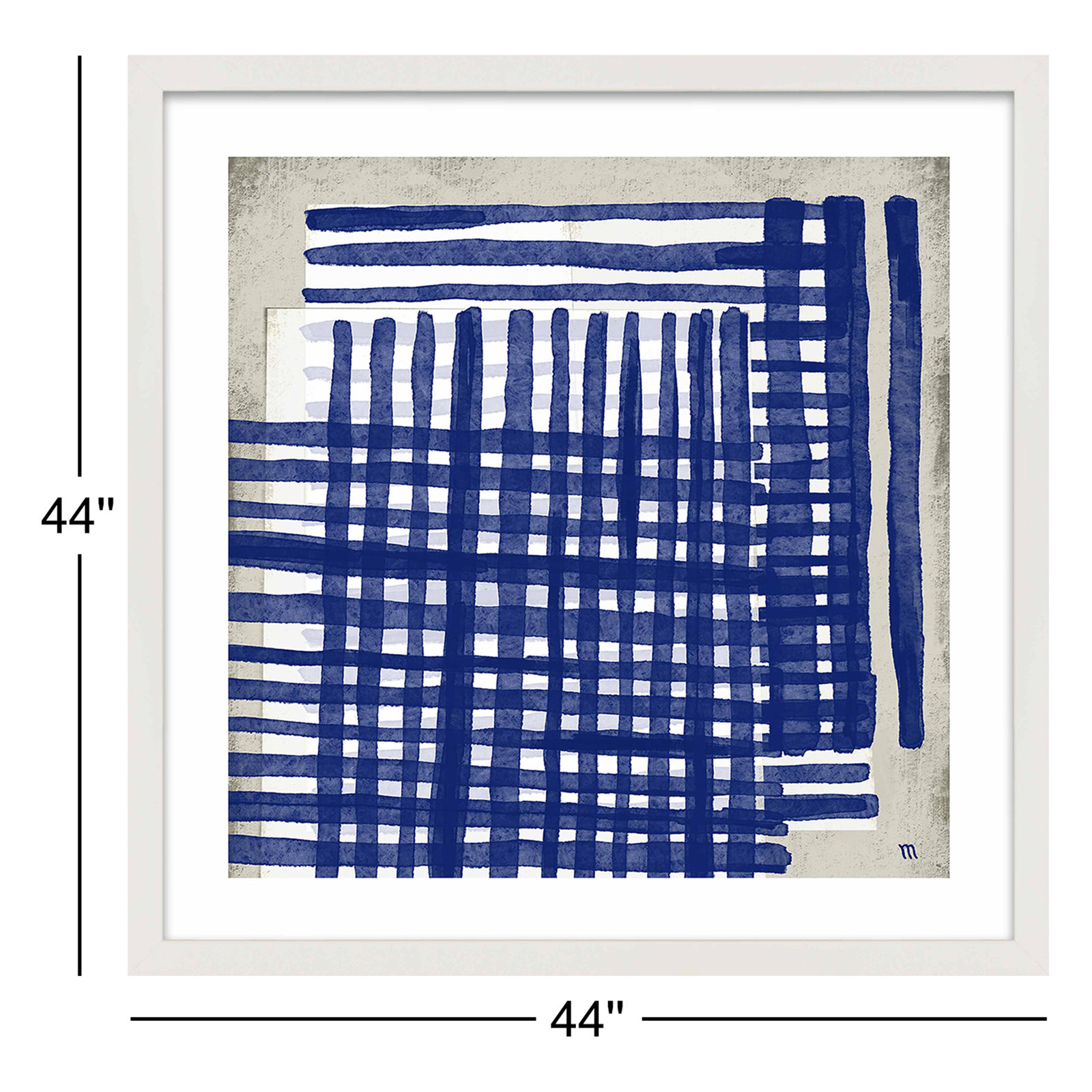 Zoja "Weaving" Painting by Marco Marella, 44" H x 44" W x 1.25" D, White Framed